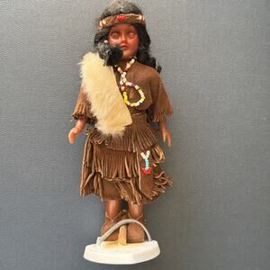 Vintage Carlson Native American Indian Doll with Baby in Papoose – Sleepy Eyes